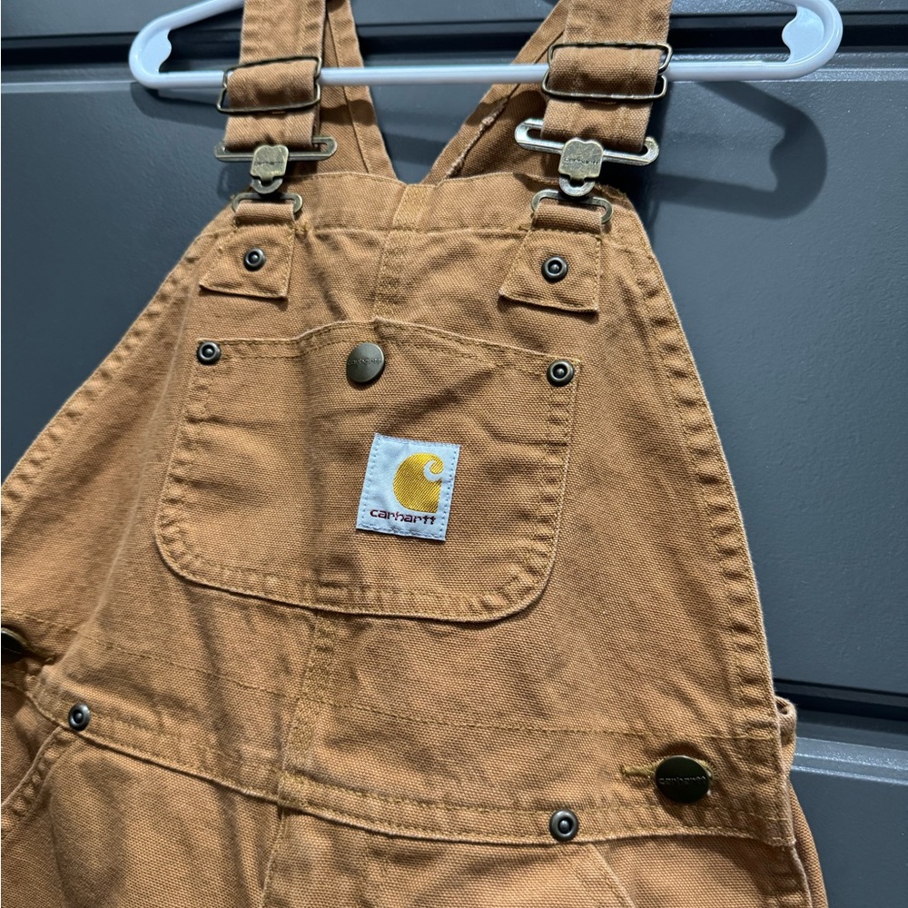 EUC Carhartt Tan Overalls Durable Cotton Duck Workwear Boys 6